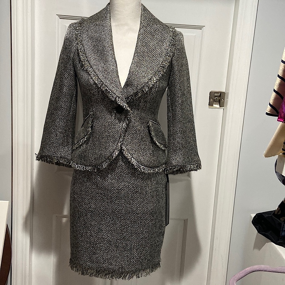 Bebe silver tweed blazer sz 2